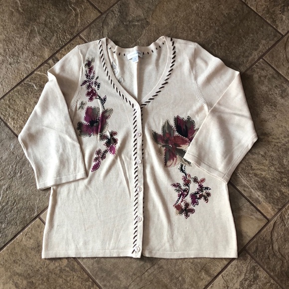 Christopher & Banks Sweaters - + CHRISTOPHER & BANKS +  Flower Cardigan
